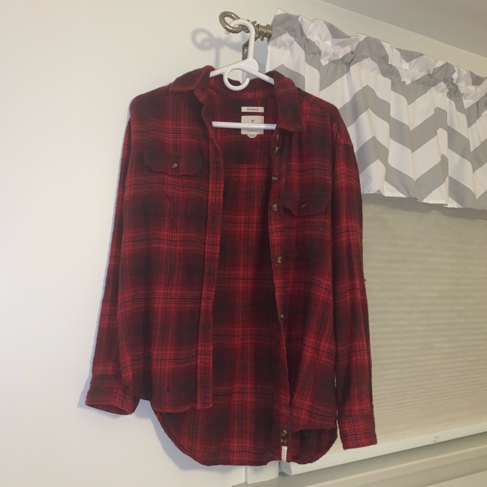 AEO Oversized Fit “Destroyed” Flannel